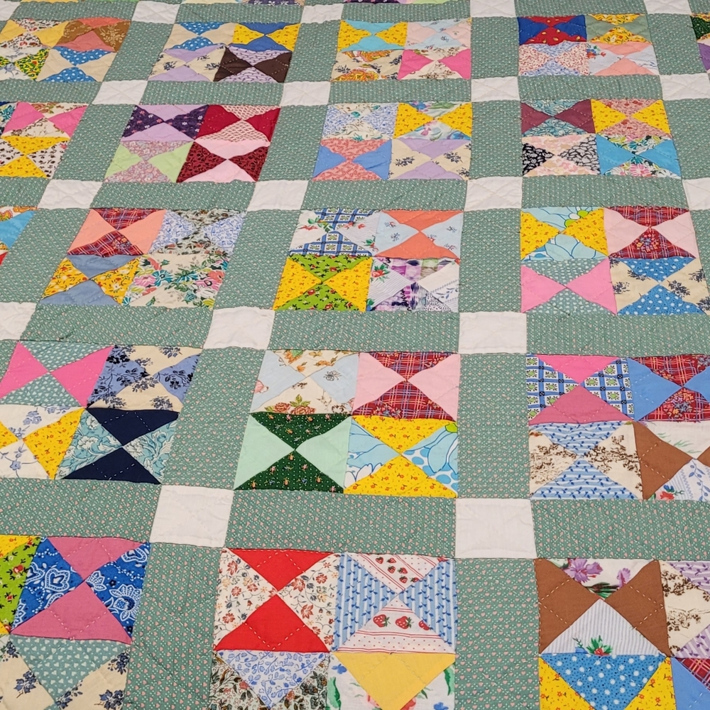 Queen size Patchwork Quilt. Home sewn